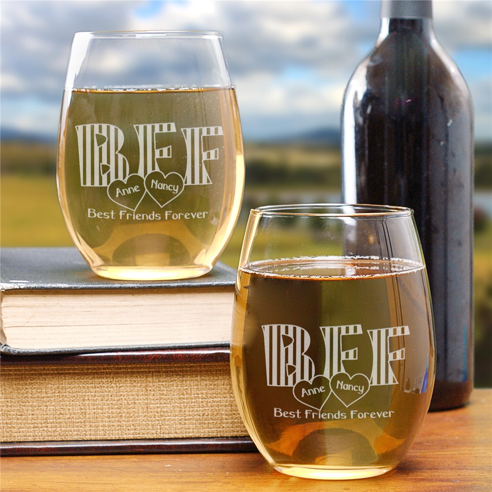 Engraved BFF Wine Glass Set L274495S2