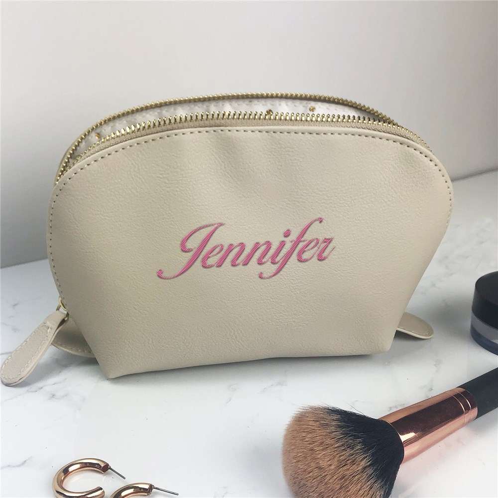Embroidered Any Name Vegan Leather Pouch