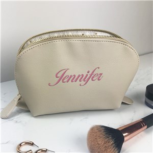 Embroidered Any Name Vegan Leather Pouch