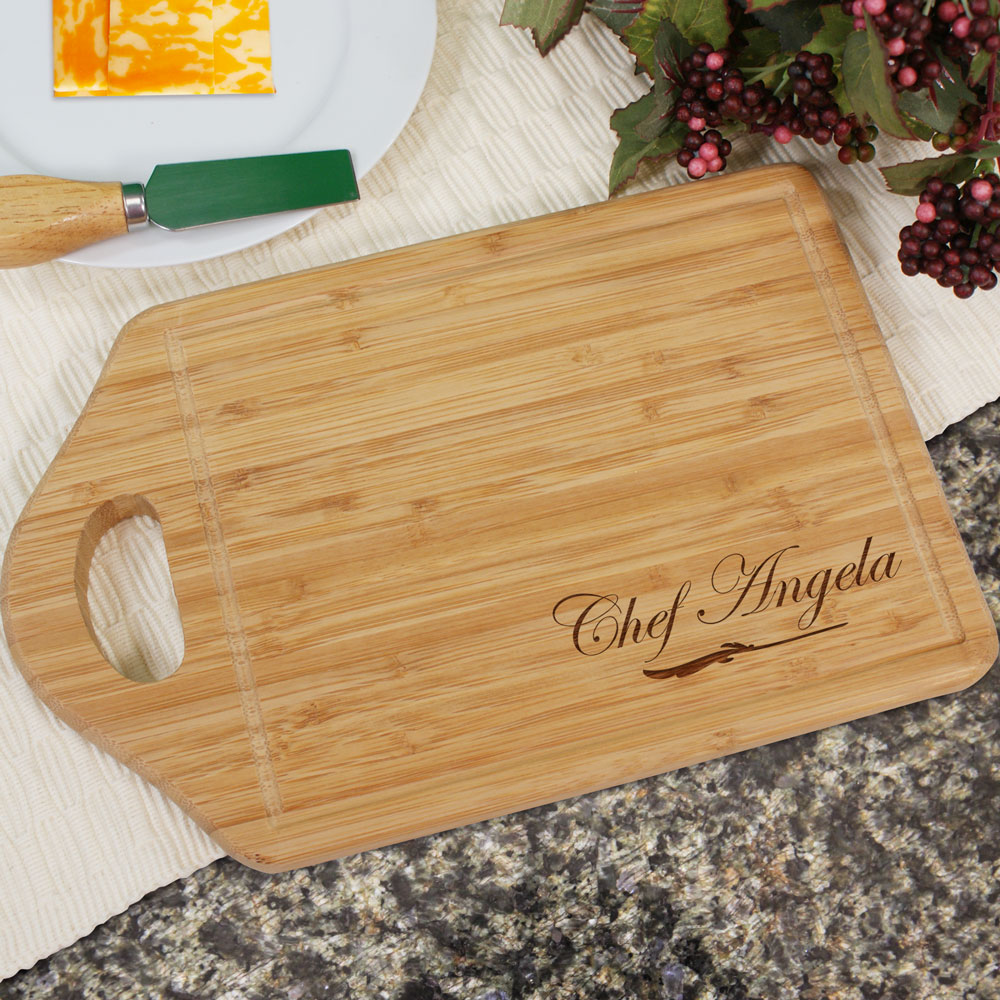 Engraved Bamboo Chef Cheese Carving Board | Personalized Cutting Board