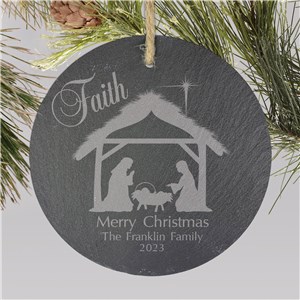 Personalized Slate Ornament With Nativity Scene