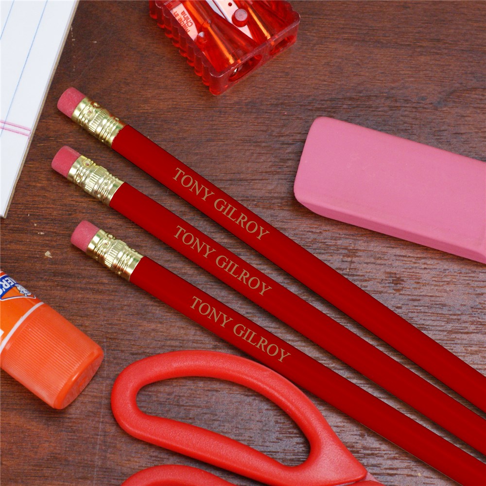 Personalized Red School Pencils