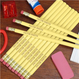 Engraved Yellow School Pencils