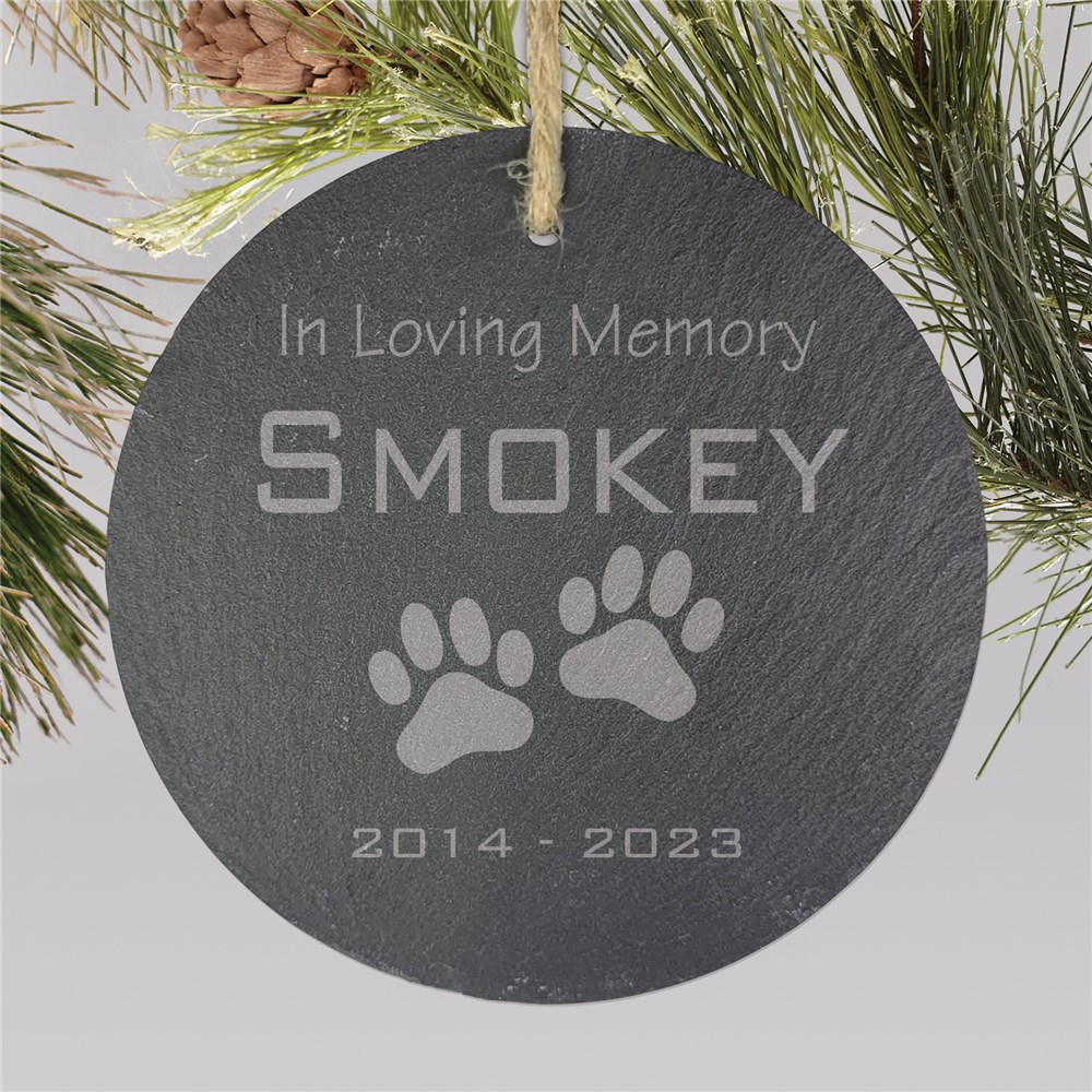Engraved In Loving Memory Slate Pet Memorial Ornament