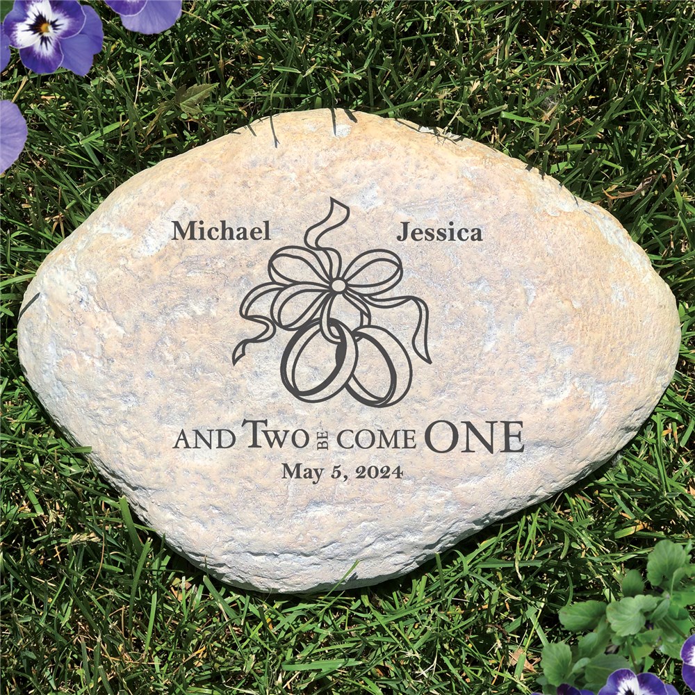 Engraved Two Became One Wedding Garden Stone | Personalized Stones