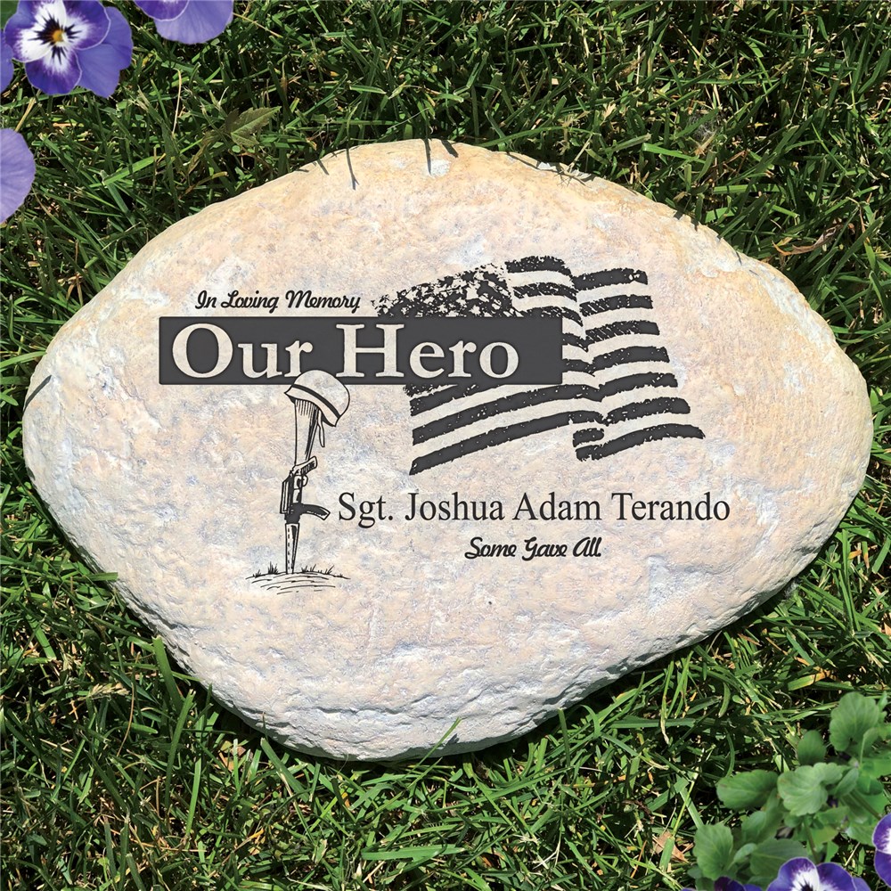 Engraved Our Hero Memorial Garden Stone