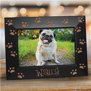 Engraved Paw Print Black Frame | Personalized Picture Frames