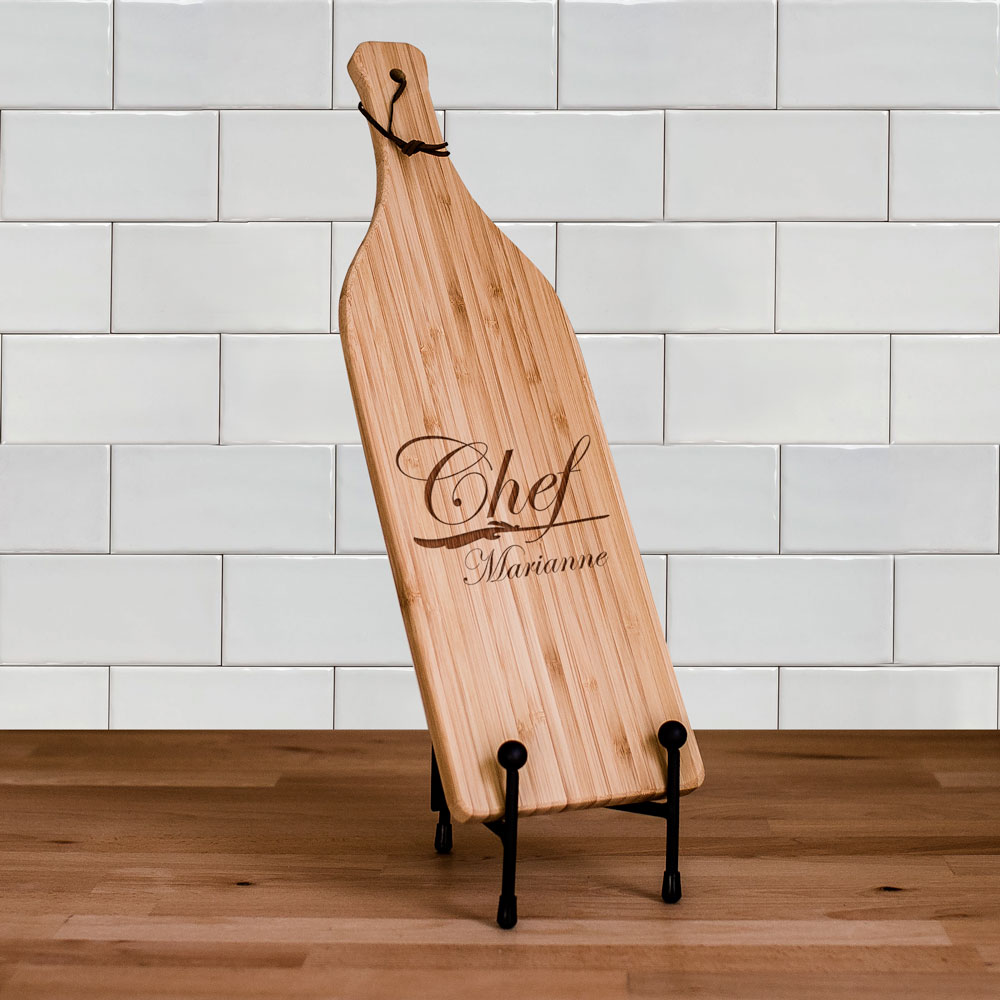 Engraved Chef Wine Bottle Carving Board | Personalized Cutting Boards
