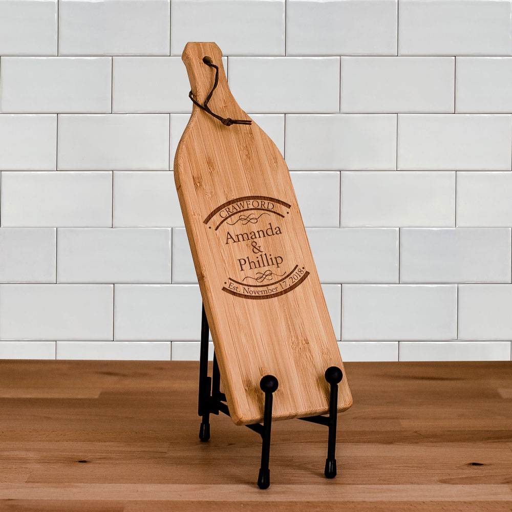 Engraved Established In Wine Bottle Cutting Board | Personalized Couple Gifts