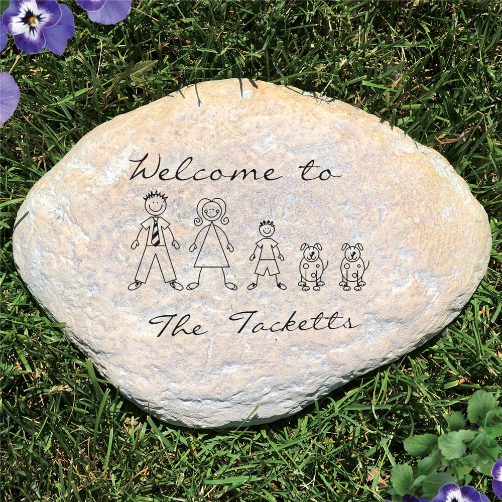 Engraved Stick Family Garden Stone | Personalized Stones