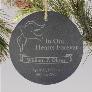 Engraved In Our Hearts Forever Slate Remembrance Ornament 