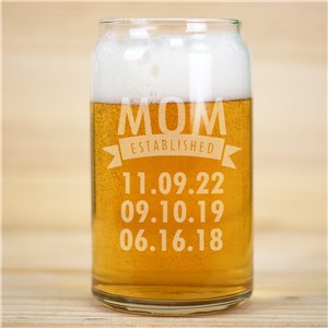 Personalized Mom Established Beer Can Glass | Personalized Mom Gifts