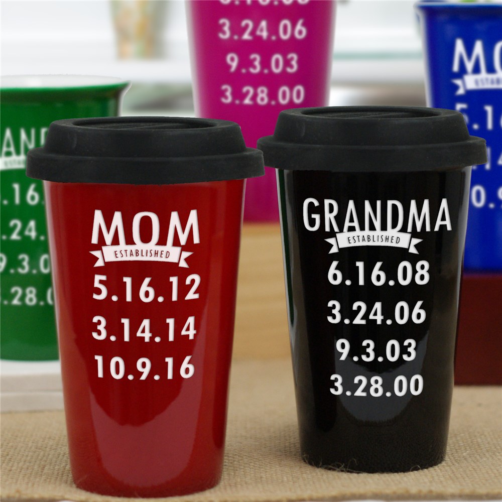 Personalized Mom Established Travel Mug | Mothers Day Coffee Mug