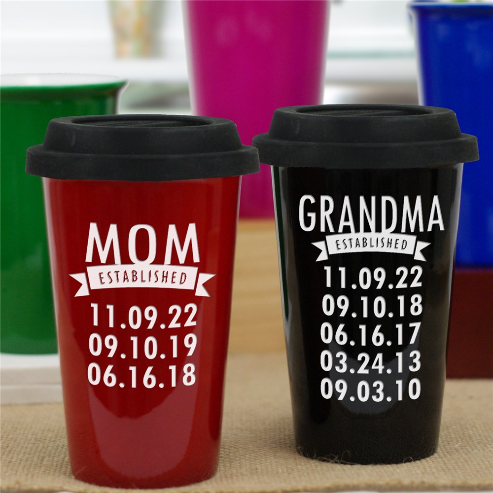 Personalized Mom Established Travel Mug | Mothers Day Coffee Mug