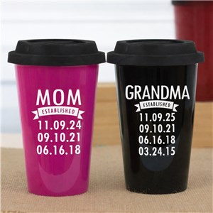 Personalized Mom Established Travel Mug | Mothers Day Coffee Mug