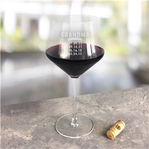 Engraved Mom Established Red Wine Estate Glass