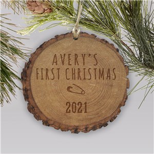 Personalized Baby's First Christmas Wooden Ornament