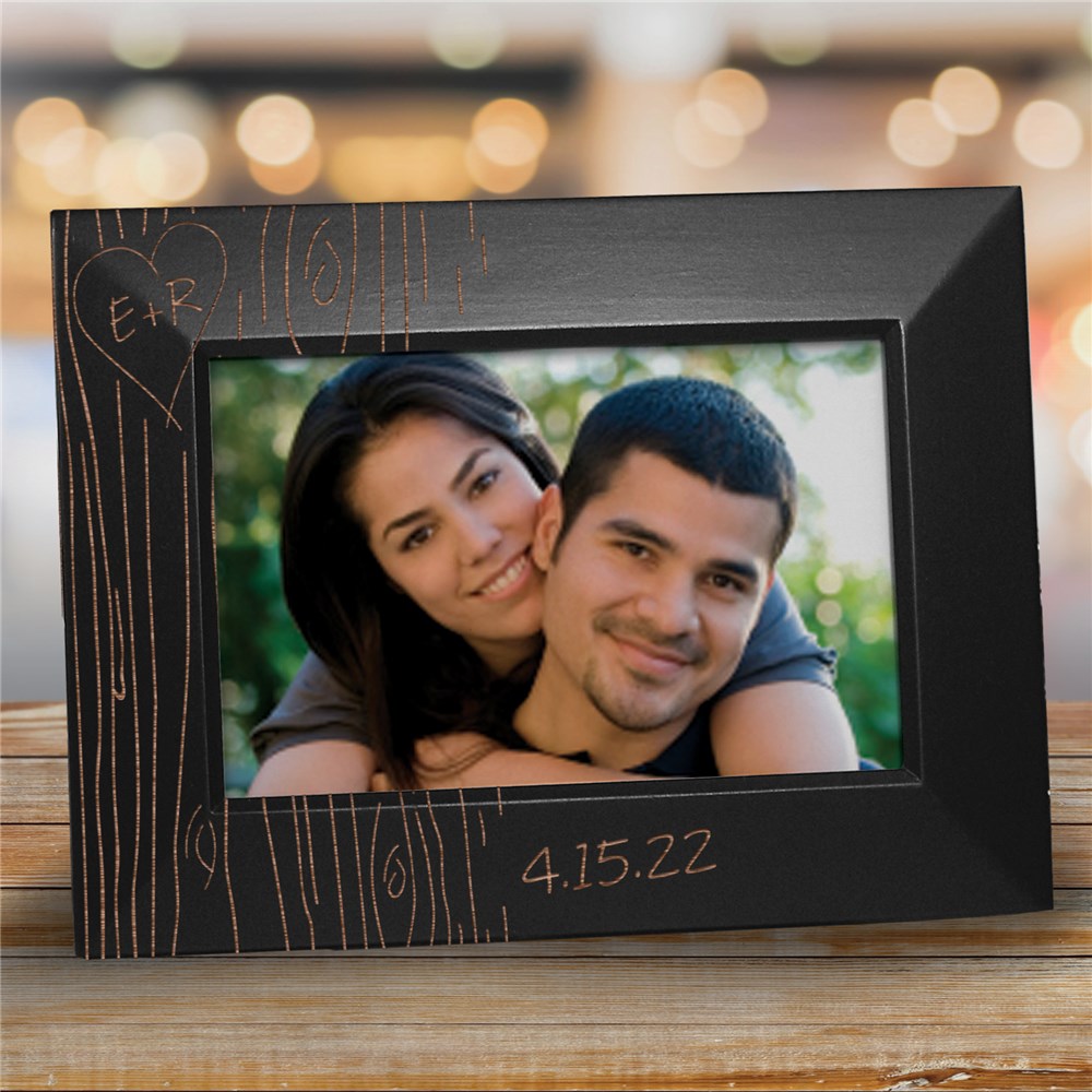 Engraved Couples Tree Carving Black Frame | Personalized Valentines Frames