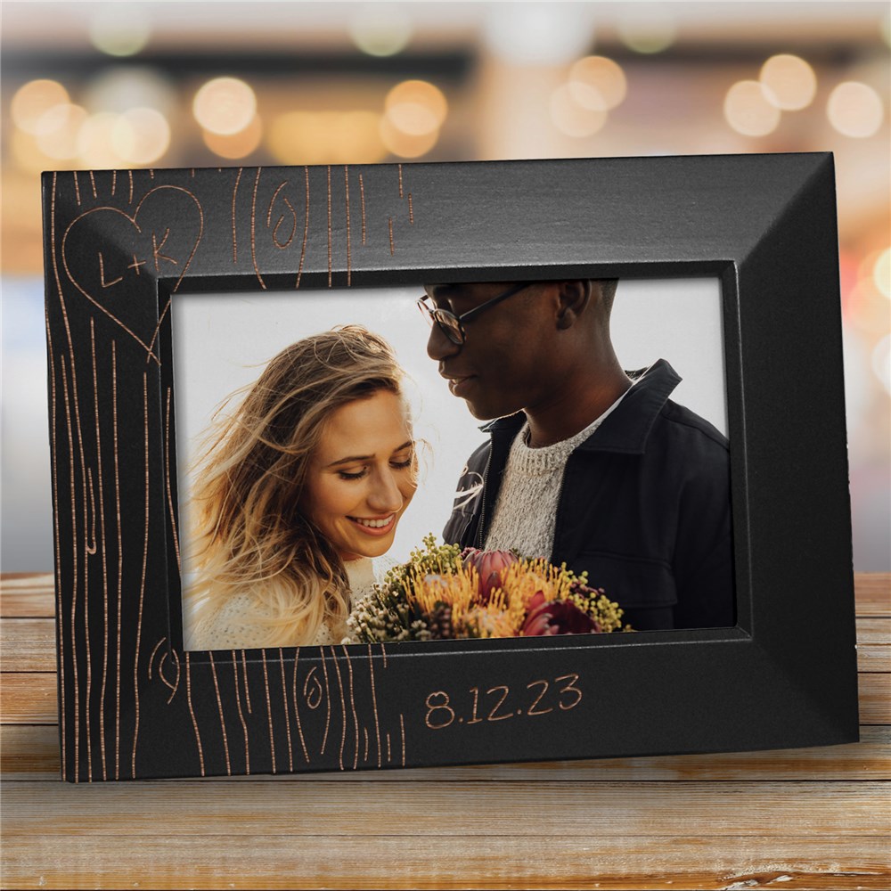 Engraved Couples Tree Carving Black Frame | Personalized Valentines Frames