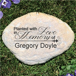 Engraved Planted With Love Memorial Garden Stone | Personalized Memorial Gifts