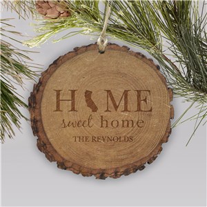 Personalized Home Sweet Home Rustic Wood Ornament | Personalized Christmas Ornaments