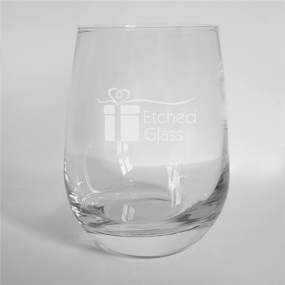 Engraved Initial Stemless Wine Glass Set