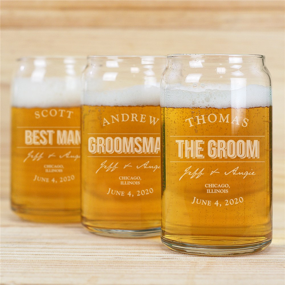 Engraved Groomsmen Glass Beer Can Glass GiftsForYouNow