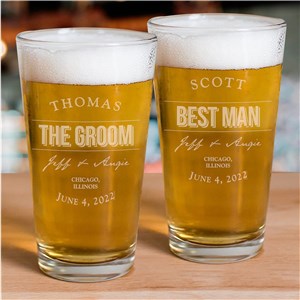 Engraved Groomsmen Beer Glass | Personalized Wedding Favors