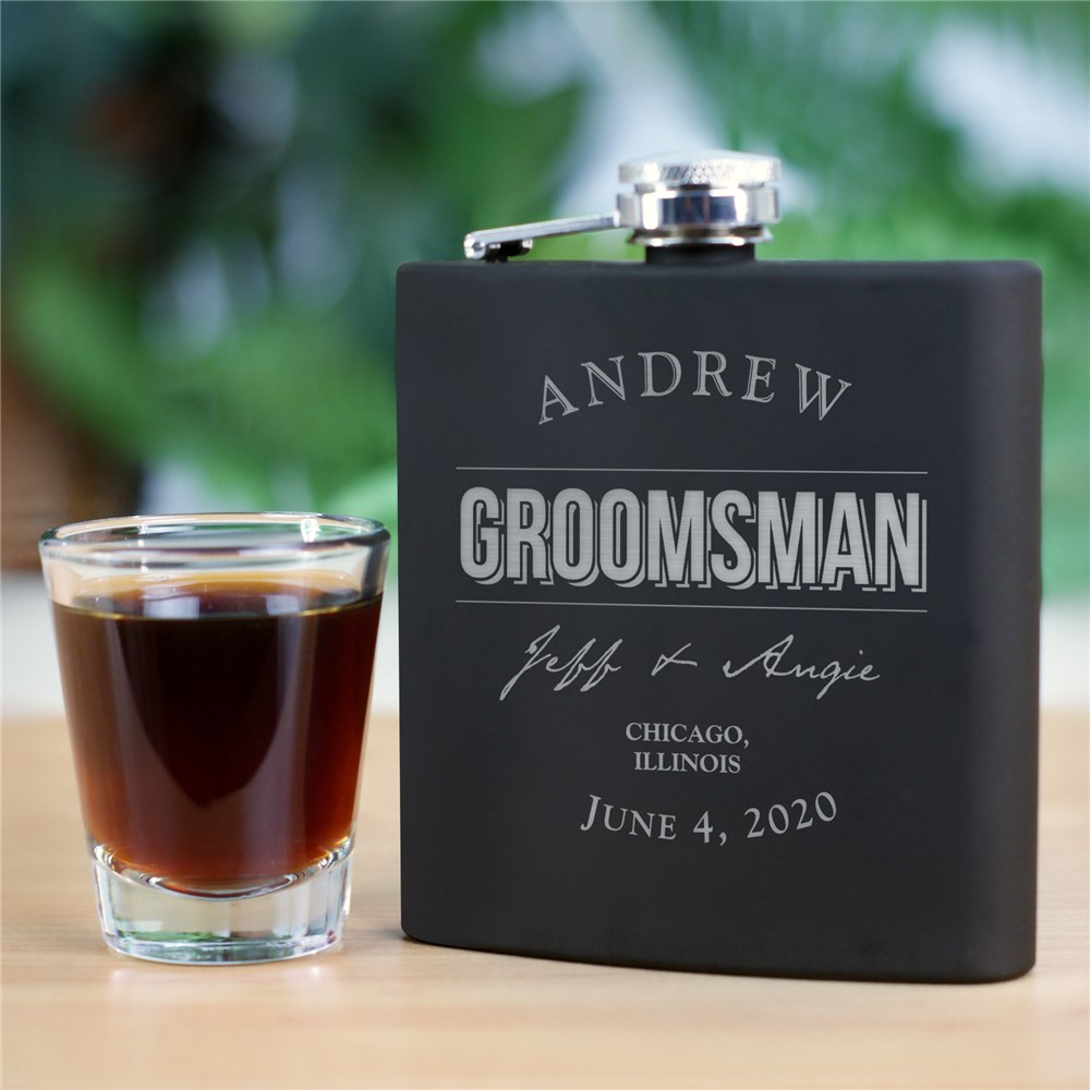 Engraved Groomsmen Steel Flask | Personalized Groomsmen Flasks