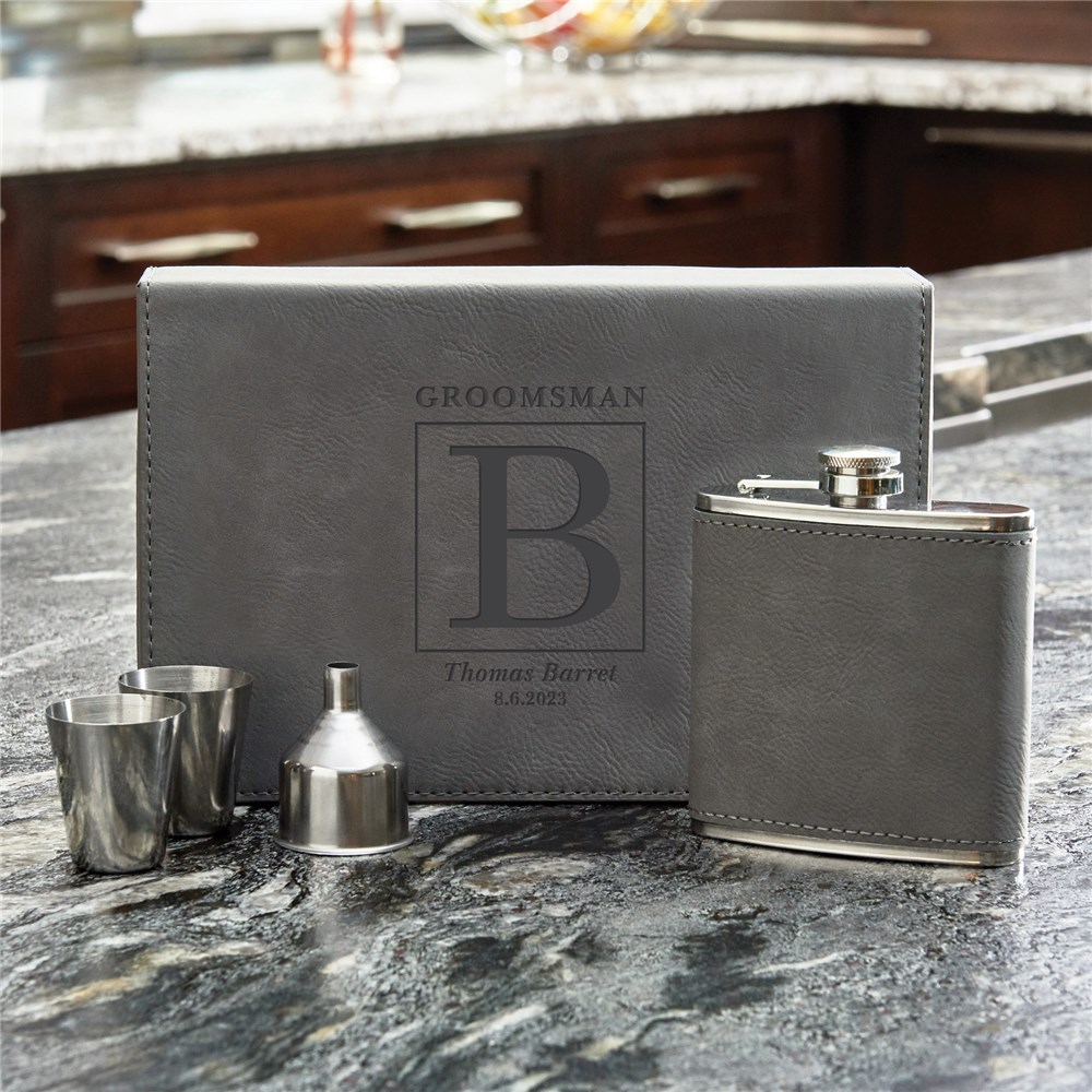 Engraved Flask Set | Grey Flask Set