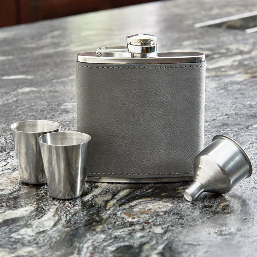 Engraved Flask Set | Grey Flask Set