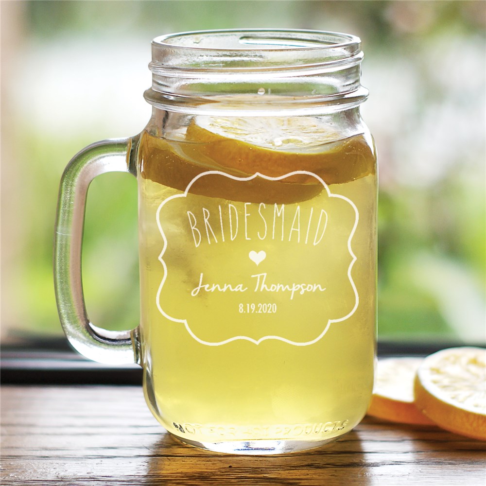 Engraved Glass Bridal Party Mason Jar GiftsForYouNow