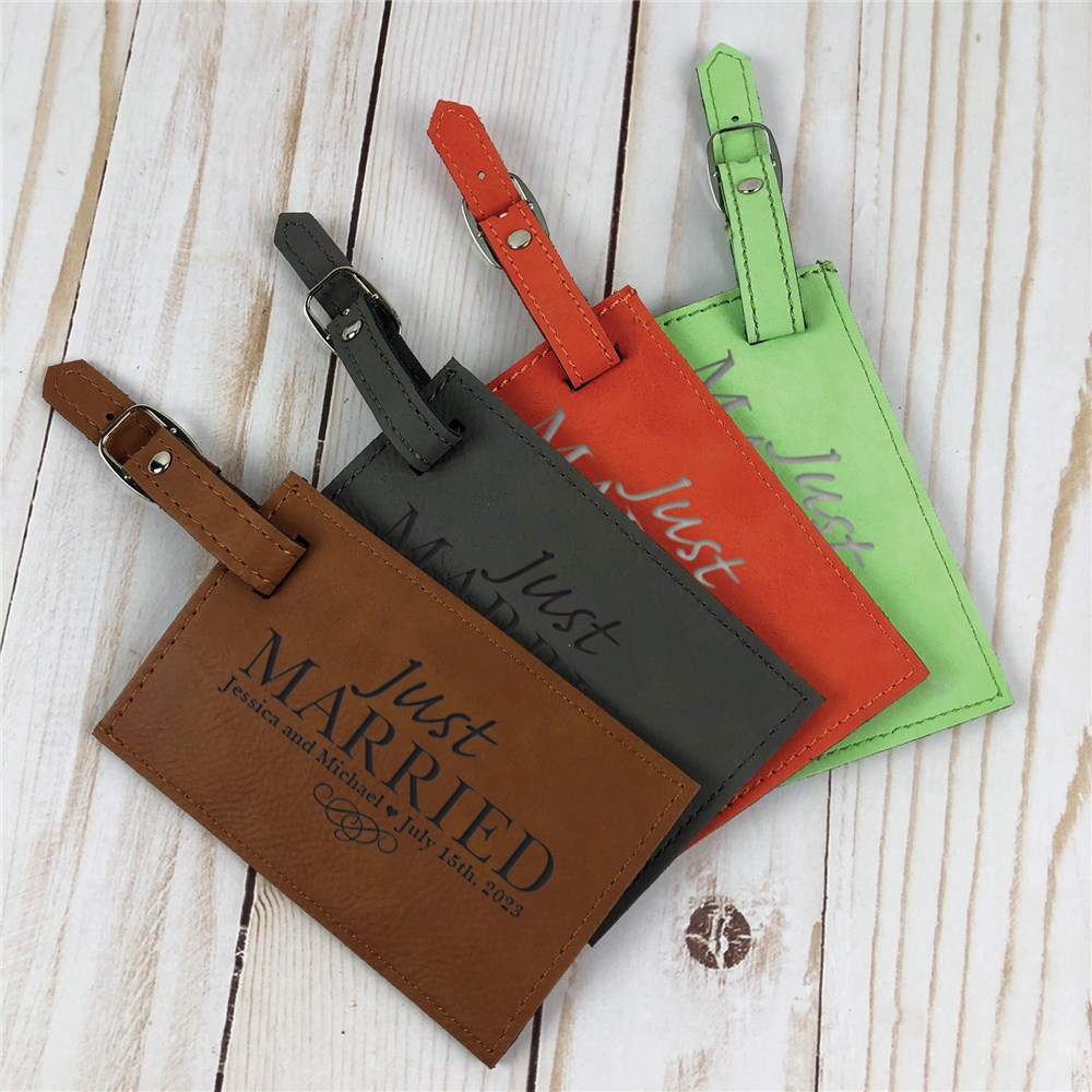 Engraved Just Married Leatherette Luggage Tag 