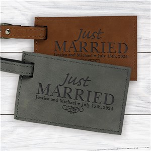 Engraved Just Married Leatherette Luggage Tag 