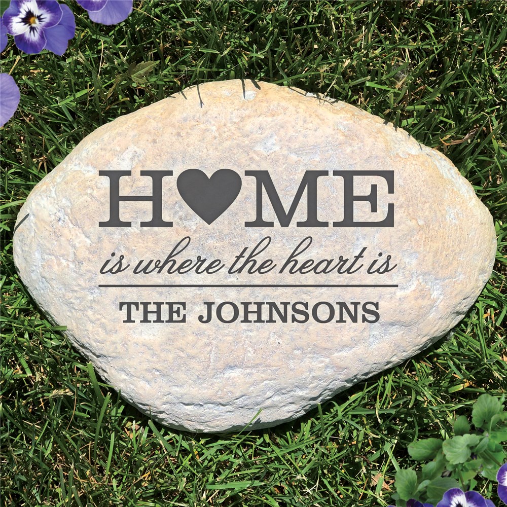Engraved Family Heart Garden Stone | Personalized Stones