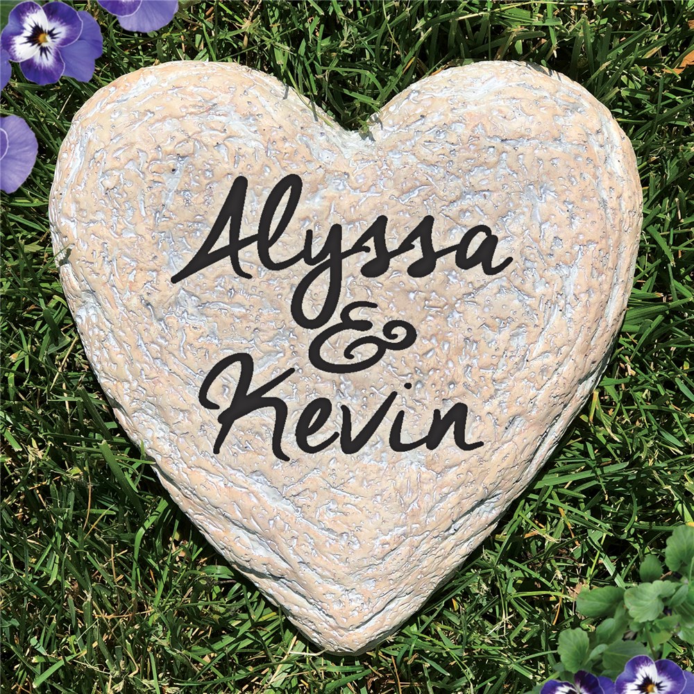 Engraved Couples Heart Garden Stone | Personalized Stones