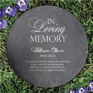 Engraved In Loving Memory Round Slate Stone 