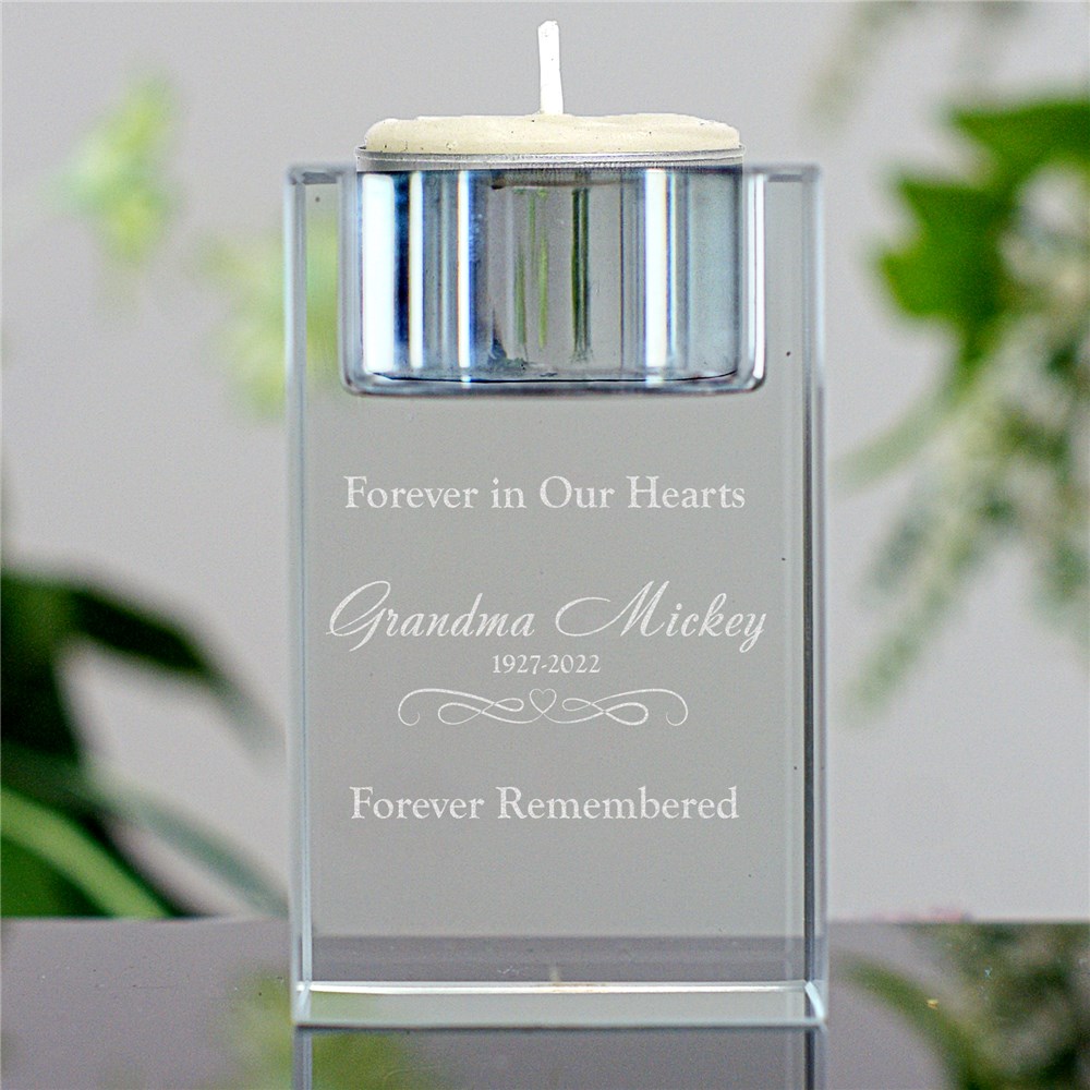 Engraved Memorial Candle Holder | Forever Iin Our Hearts Candle Holder