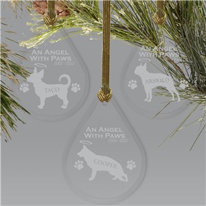 Engraved Dog Memorial Tear Drop Ornament | Pet Memorial Ornament