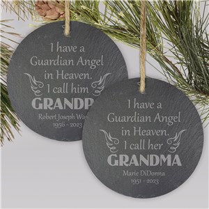 I Have A Guardian Angel In Heaven Memorial Slate Ornament