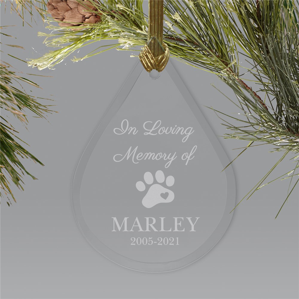 Engraved Pet Memorial Teardrop Ornament | Pet Memorial Ornaments