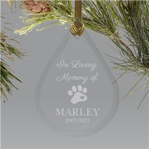 Engraved Pet Memorial Teardrop Ornament | Pet Memorial Ornaments