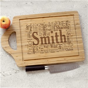 Engraved Family Sharing Word-Art Bamboo Cheese Carving Board | Personalized Cutting Boards