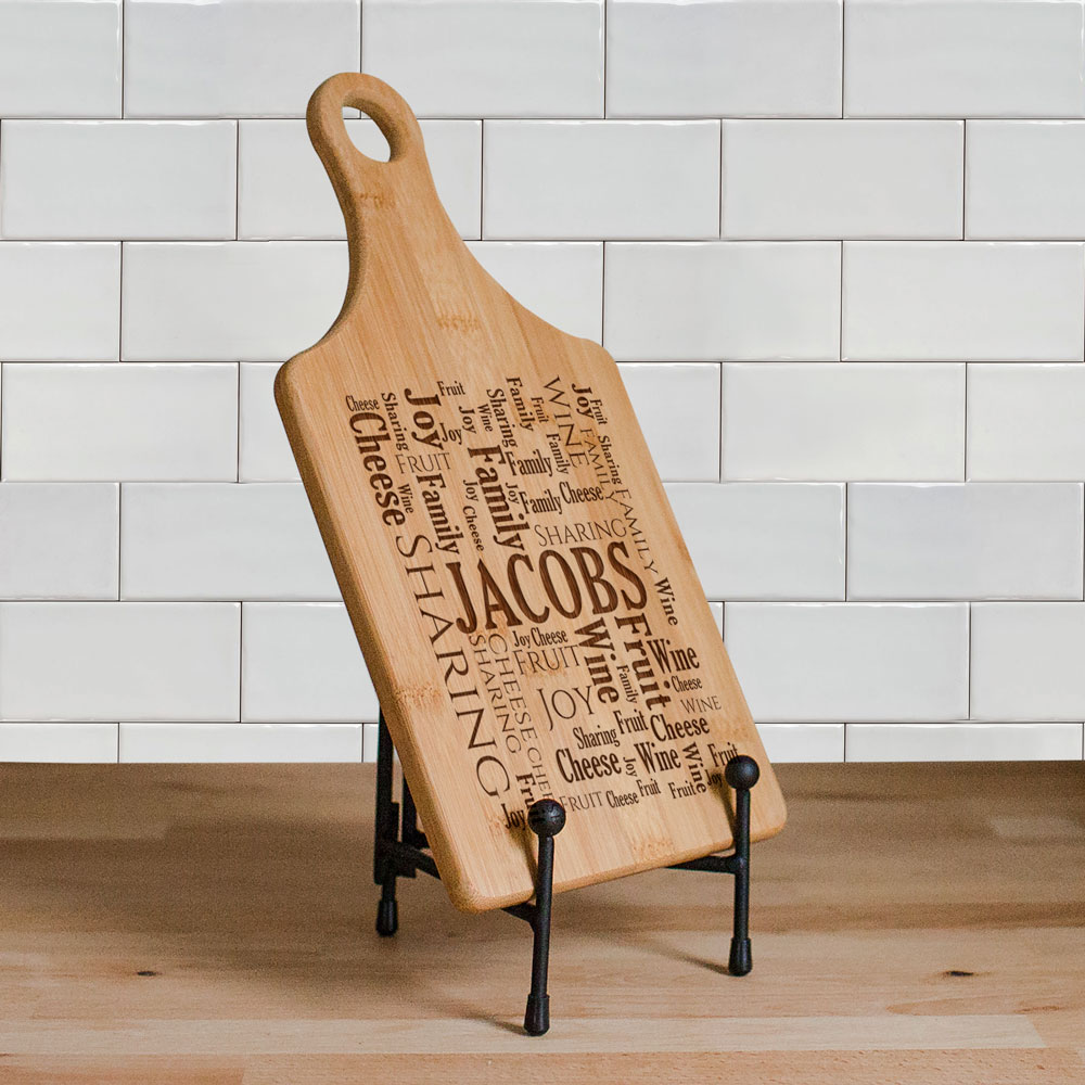 Engraved Family Sharing Word-Art Paddle Cutting Board | Personalized Cutting Boards
