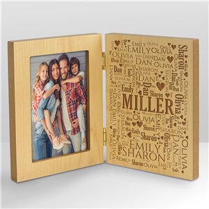 Engraved Family Word-Art Hinged Wood Frame | Father's Day Picture Frames