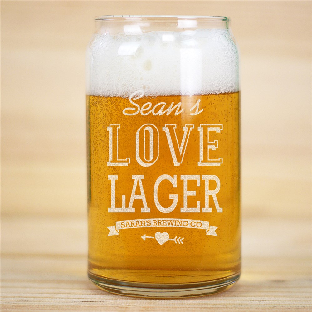 Engraved Couple's Beer Can Glass | Personalized Valentine Gifts For Him