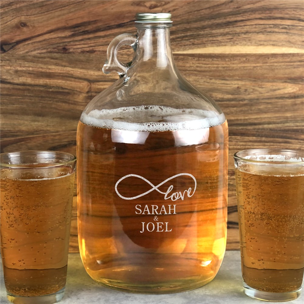 Engraved Infinity Love Glass Growler