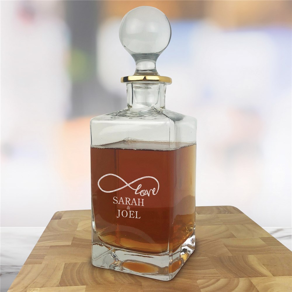 Engraved Infinity Love Gold Rim Decanter