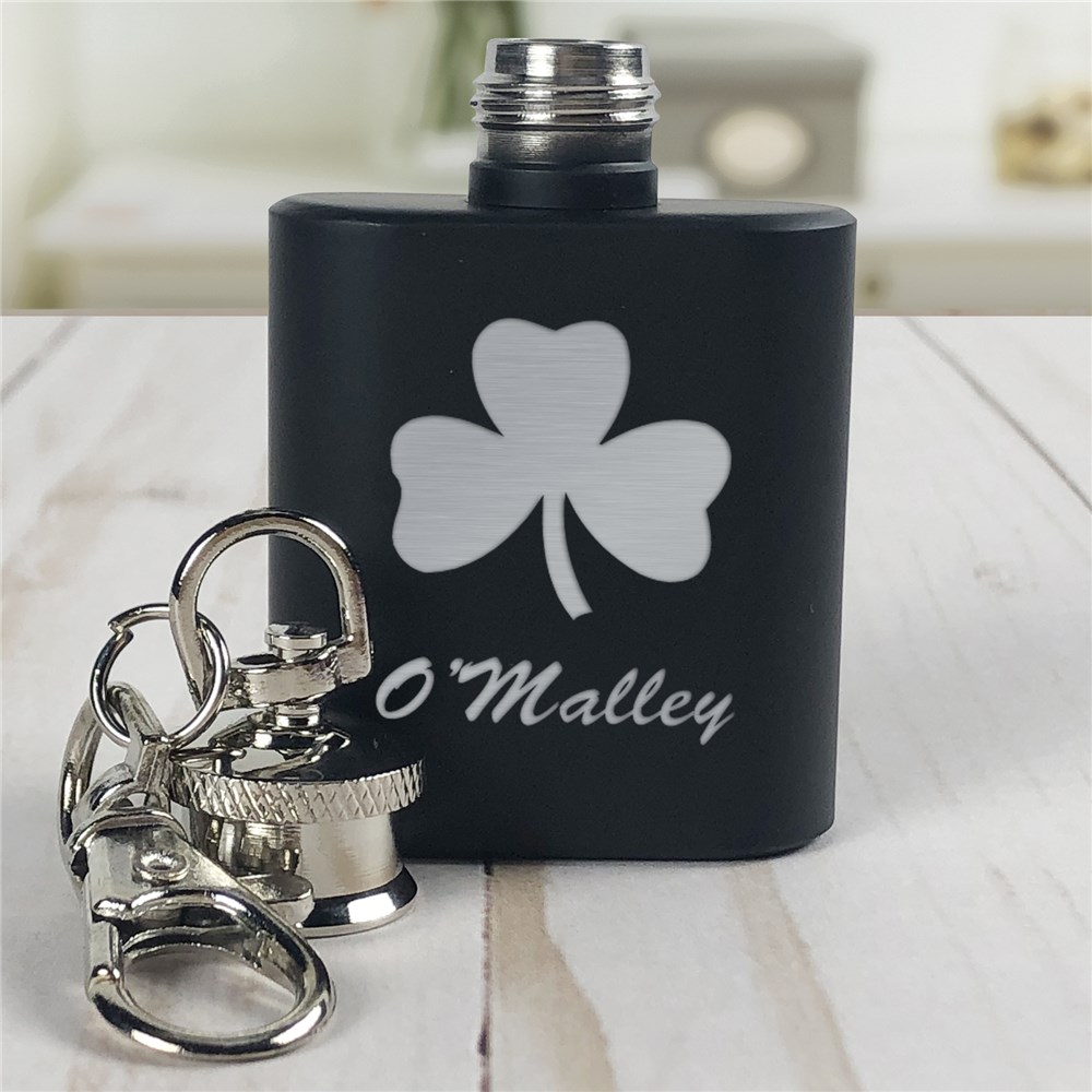 Mini Black Flask for St. Patrick's Day | Engraved Flasks
