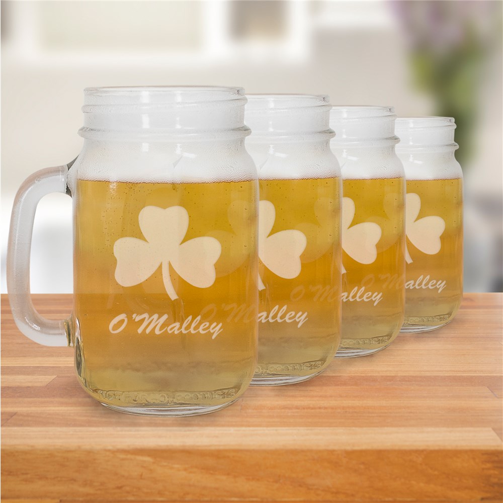 Engraved Glass Irish Mason Jar Set GiftsForYouNow